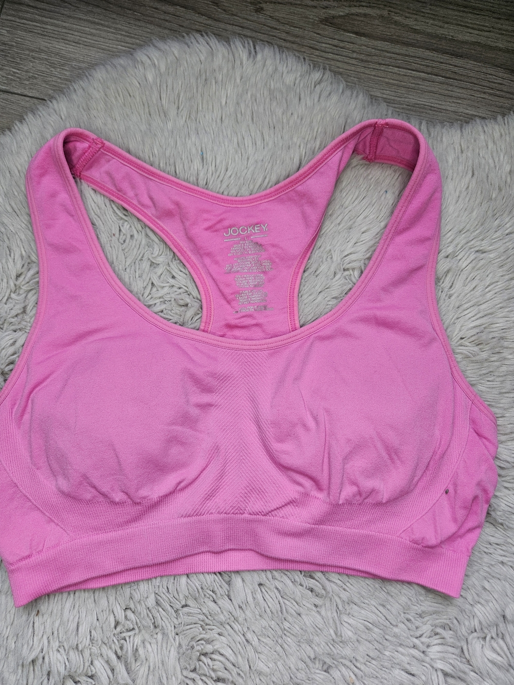 Jockey Pink Seamless Racerback Sports Bra Size L🔥